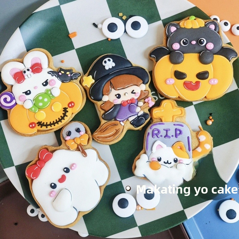 Kitchen Witch Baking - Halloween Pompoen Heks Spook Cartoon Suikerkoekjes