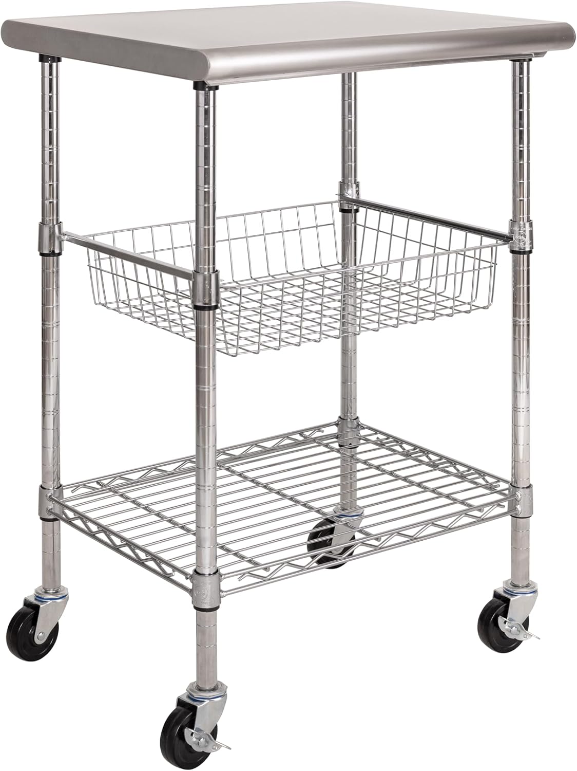 Kitchen Baking Cart - RVS Commerciële Voorbereidingswerktafel, Mobiel Keuken-eiland Werkstation