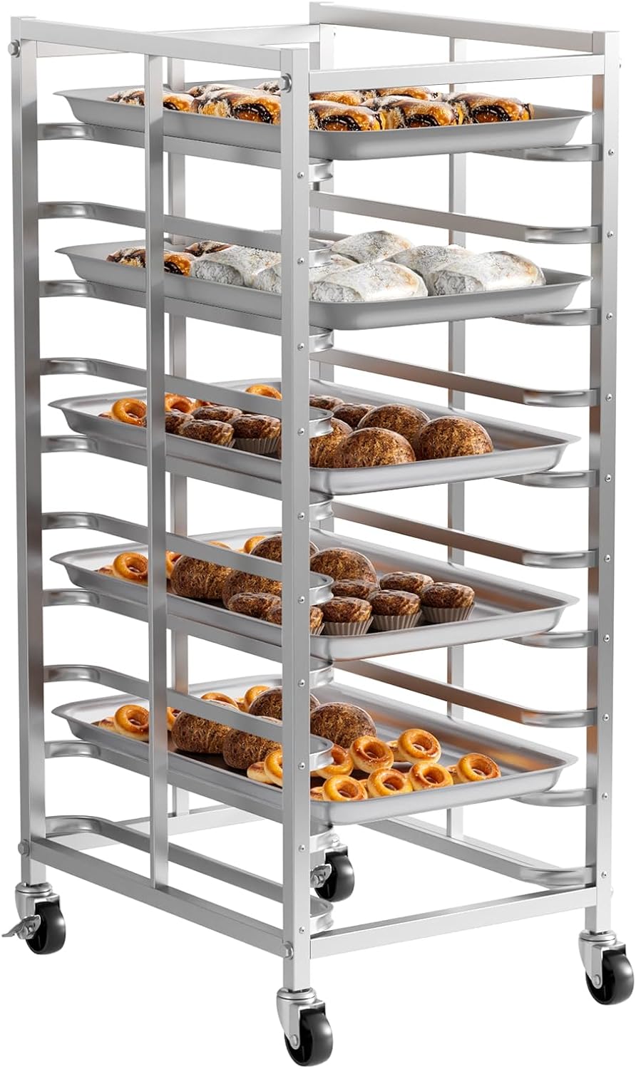 Kitchen Baking Cart - Commerciële roestvrijstalen bakwagen met wielen, bakplaat-opbergwagen,
