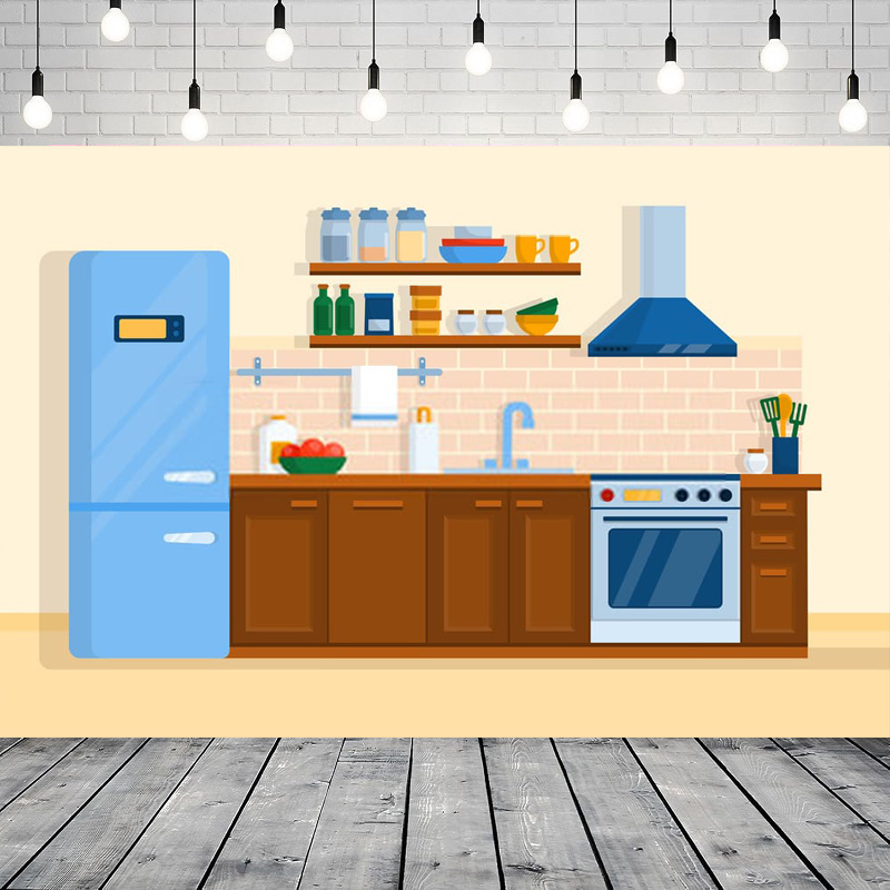 Kitchen Baking Background - Cartoon keuken fotografie achtergrond kinderen bakken
