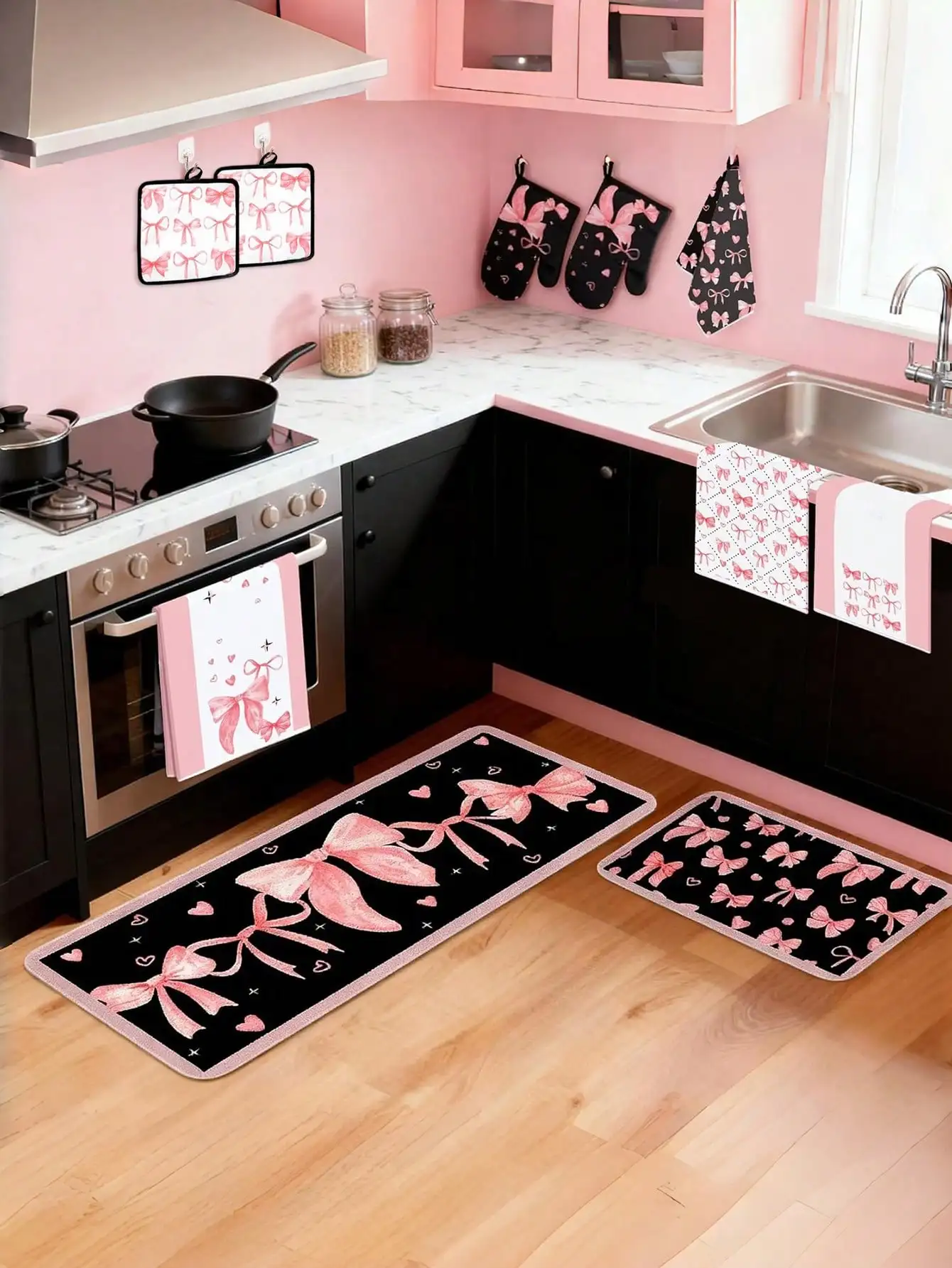 Baking Kitchen Set - 10-delige set roze strikke keukenspullen, inclusief