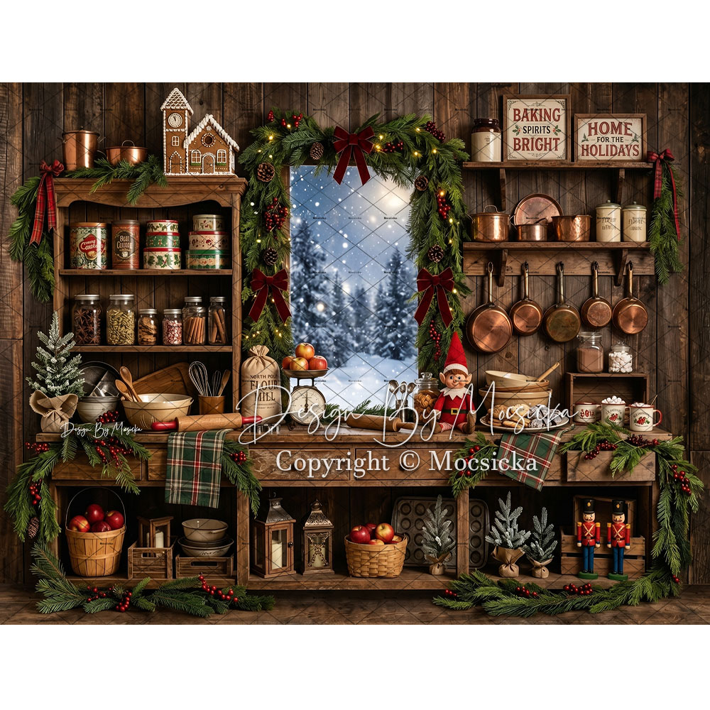 Mocsicka Kerst Rustieke Keuken - Kitchen Baking Background recensie en prijs