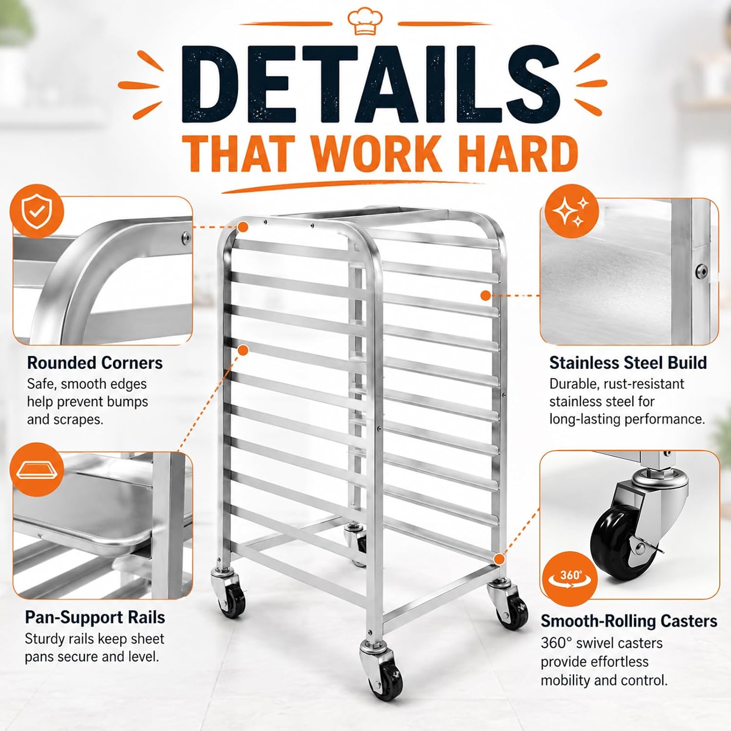 10-laags roestvrijstalen bakpl - Kitchen Baking Cart recensie en prijs